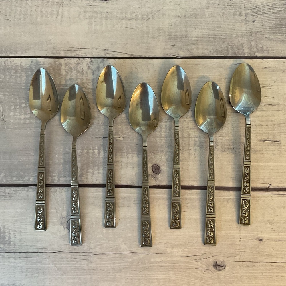 Riviera‎ RIF4 Stainless Flatware Japan Set Of 7 Teaspoons MCM Vintage